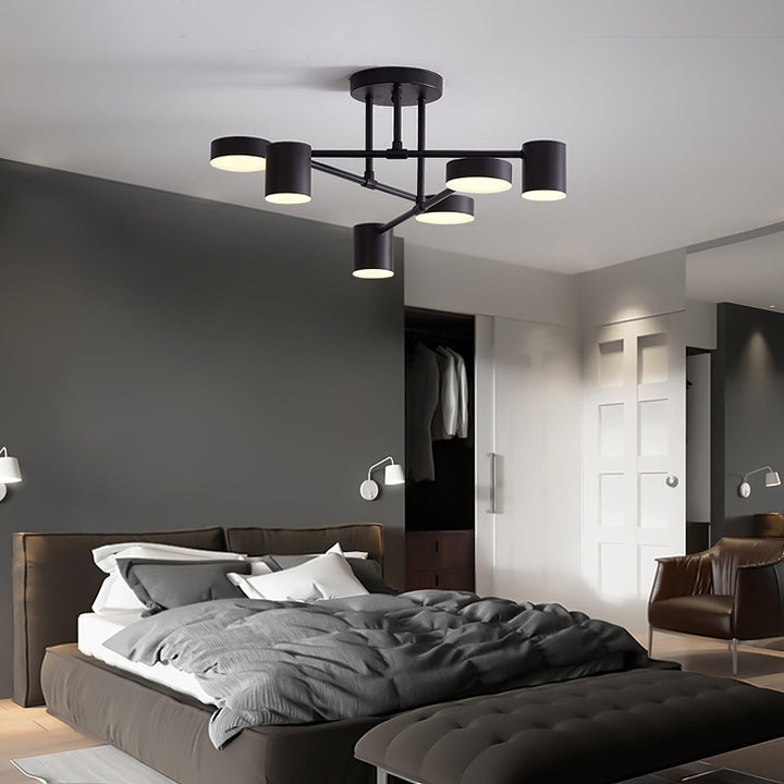 Lampa sufitowa sputnik z sześcioma reflektorami do salonu i jadalni