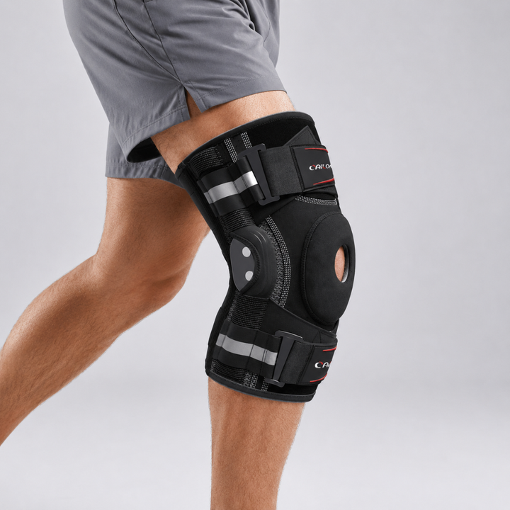 Stabilizator kolana orteza z regulowanymi paskami i otwartą rzepką