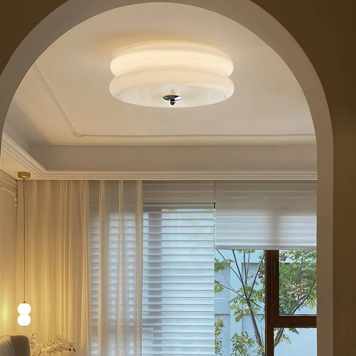 Sufit LED z podwójnym poziomym szklanym tyłem w kształcie sz