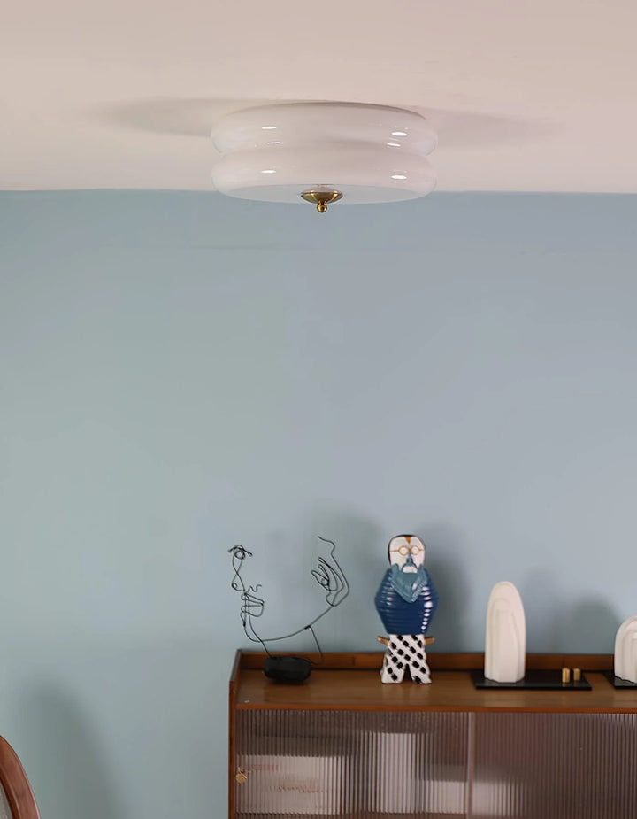 Sufit LED z podwójnym poziomym szklanym tyłem w kształcie sz