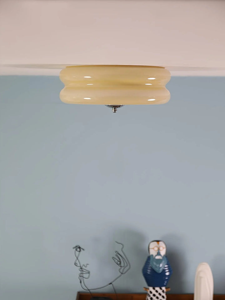 Sufit LED z podwójnym poziomym szklanym tyłem w kształcie sz