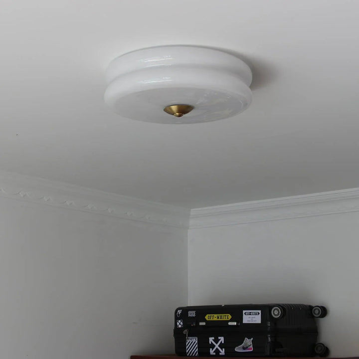 Sufit LED z podwójnym poziomym szklanym tyłem w kształcie sz