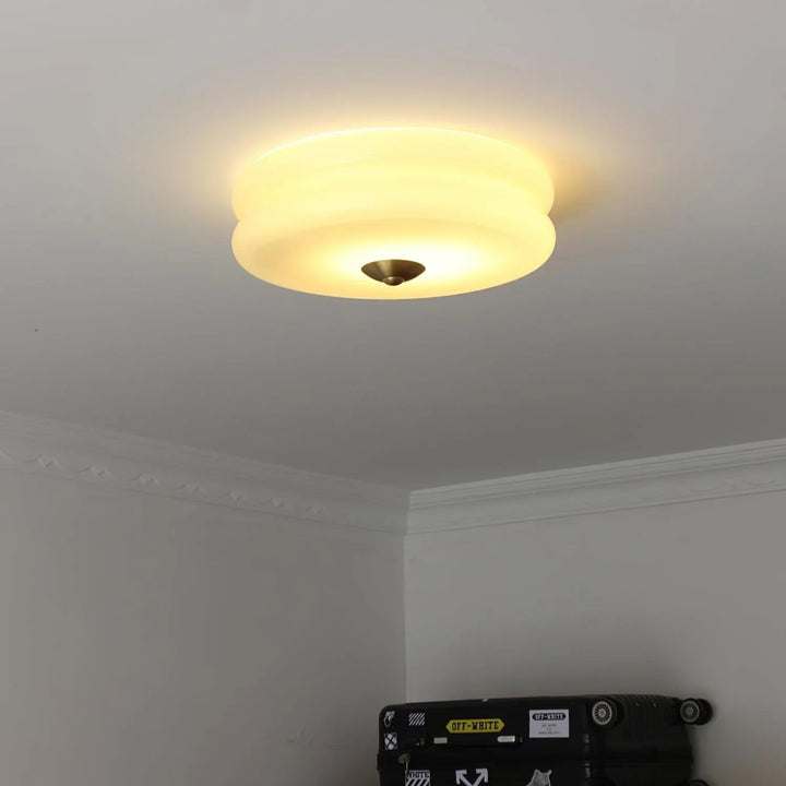Sufit LED z podwójnym poziomym szklanym tyłem w kształcie sz