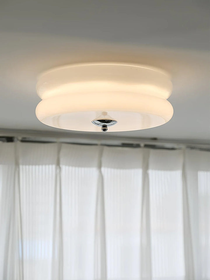 Sufit LED z podwójnym poziomym szklanym tyłem w kształcie sz