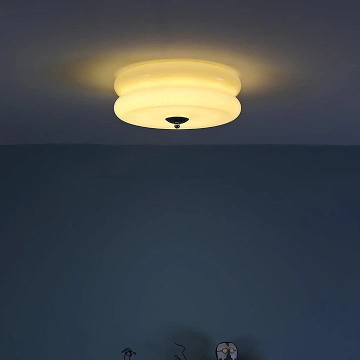 Sufit LED z podwójnym poziomym szklanym tyłem w kształcie sz