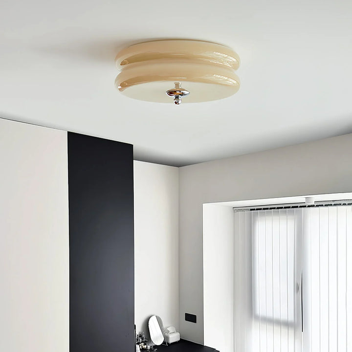 Sufit LED z podwójnym poziomym szklanym tyłem w kształcie sz