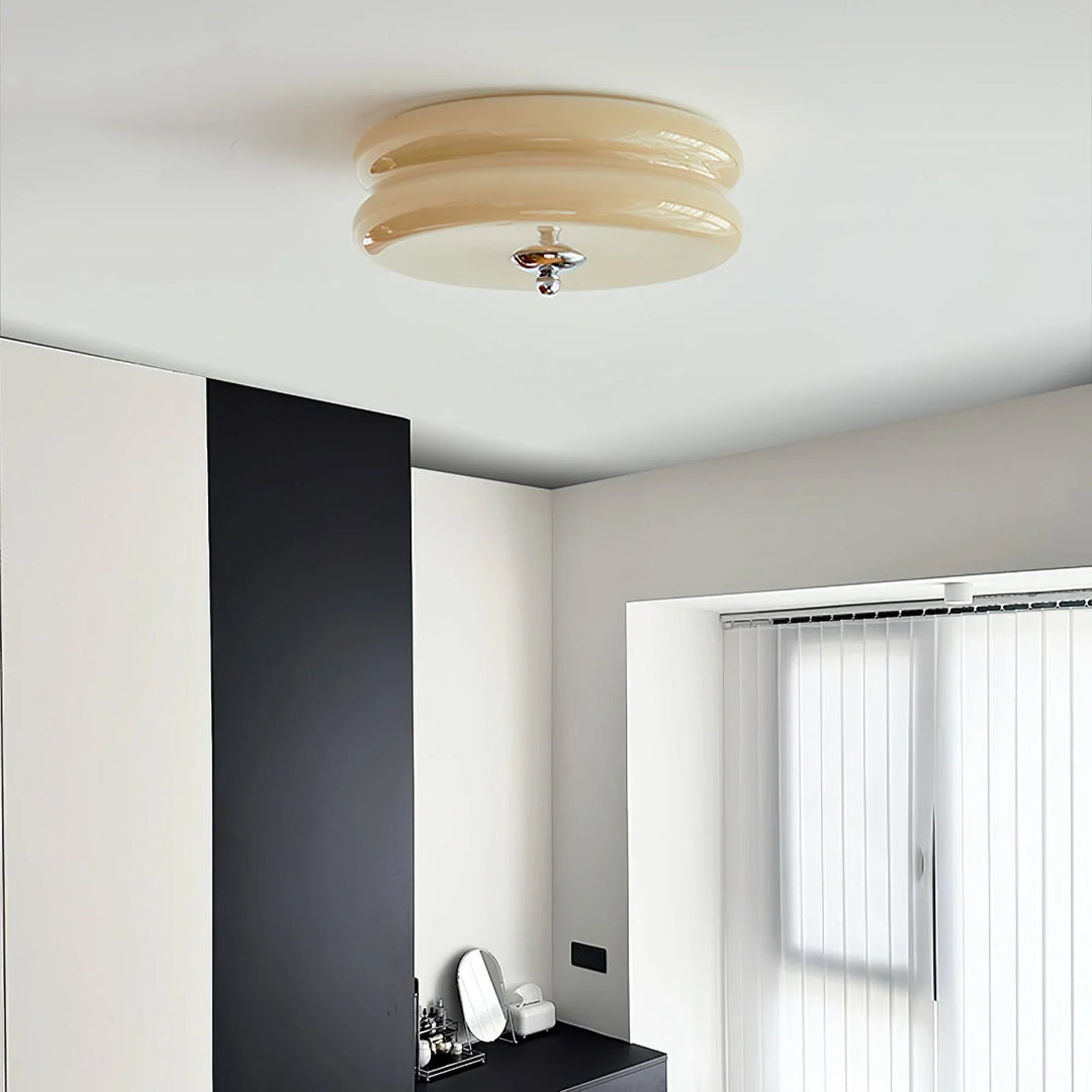 Sufit LED z podwójnym poziomym szklanym tyłem w kształcie sz