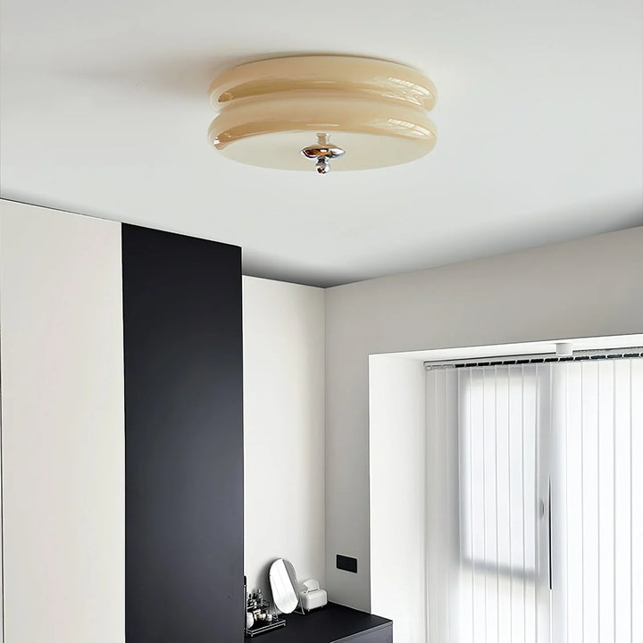 Sufit LED z podwójnym poziomym szklanym tyłem w kształcie sz
