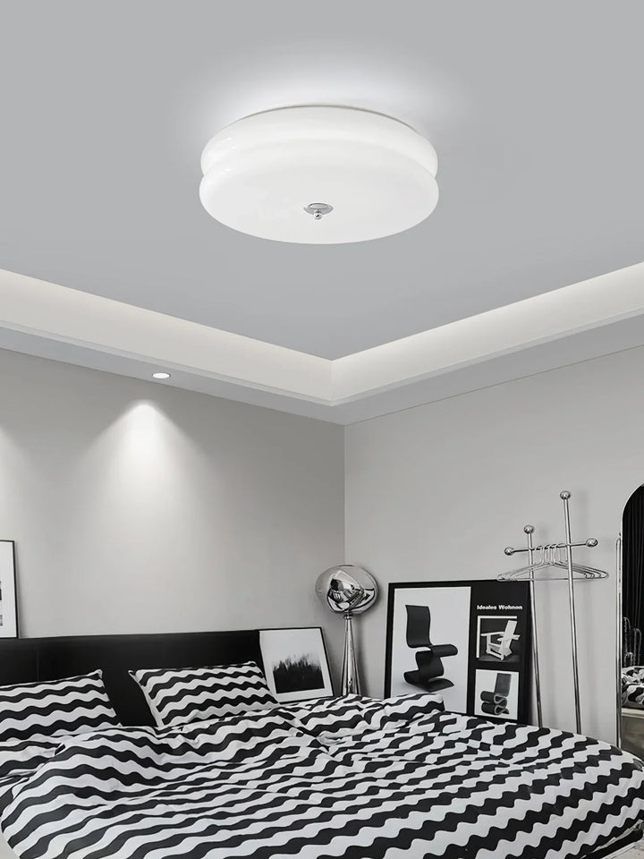 Sufit LED z podwójnym poziomym szklanym tyłem w kształcie sz