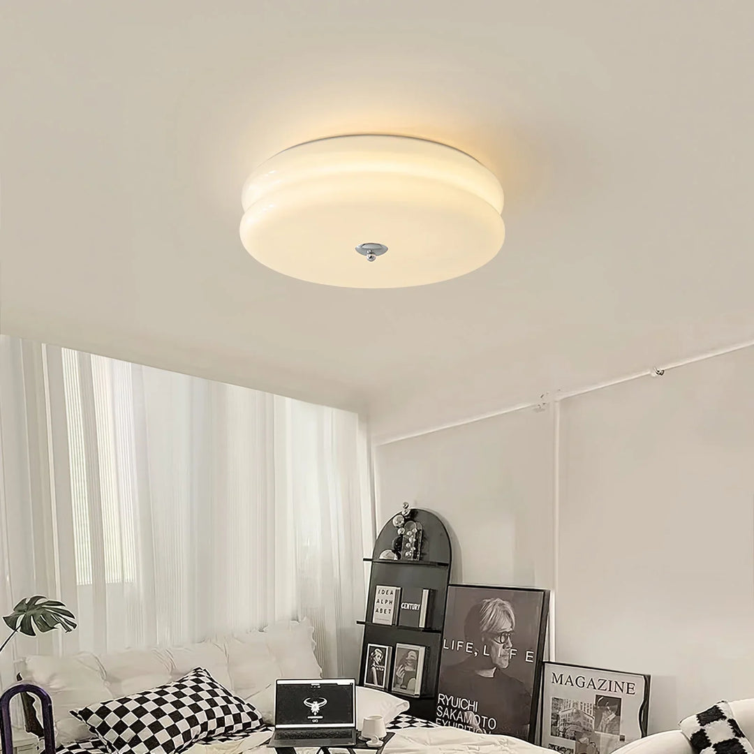 Sufit LED z podwójnym poziomym szklanym tyłem w kształcie sz