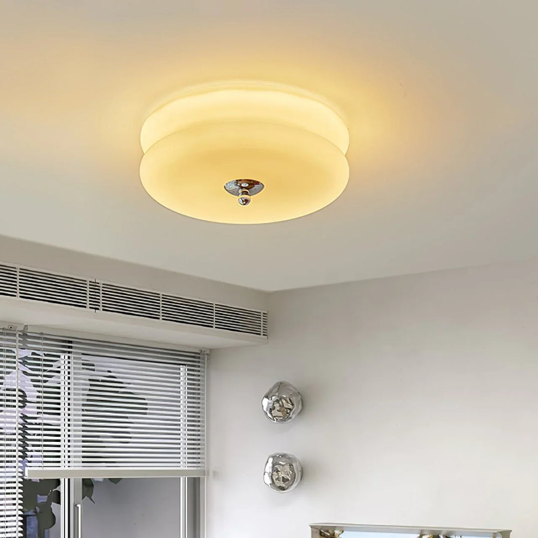 Sufit LED z podwójnym poziomym szklanym tyłem w kształcie sz
