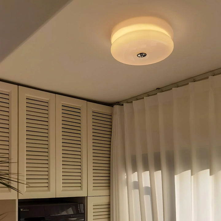 Sufit LED z podwójnym poziomym szklanym tyłem w kształcie sz