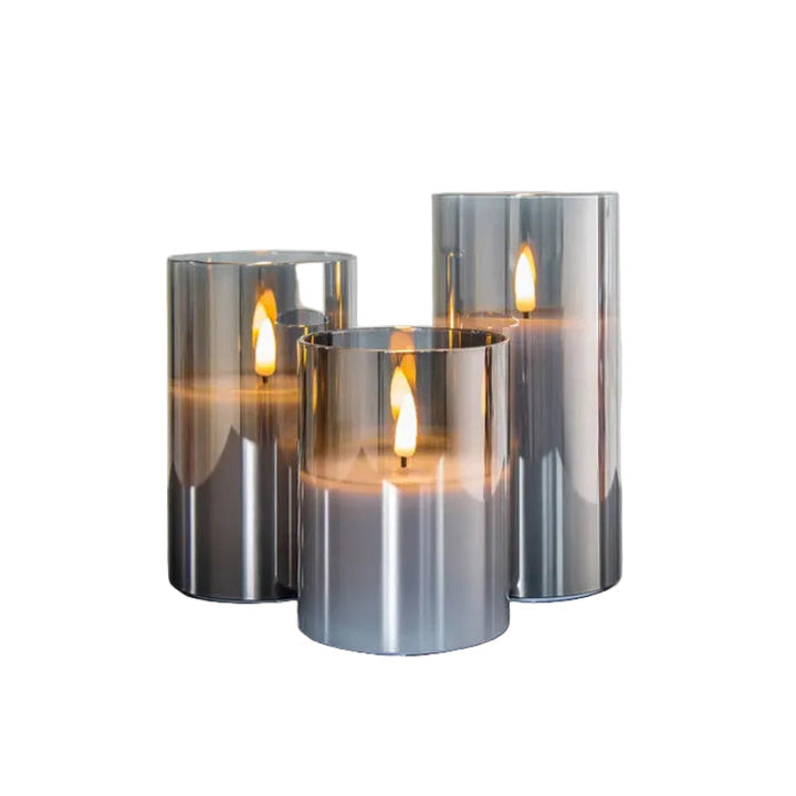 Świece LED Bezpłomieniowe w Szklanych Cylindrach