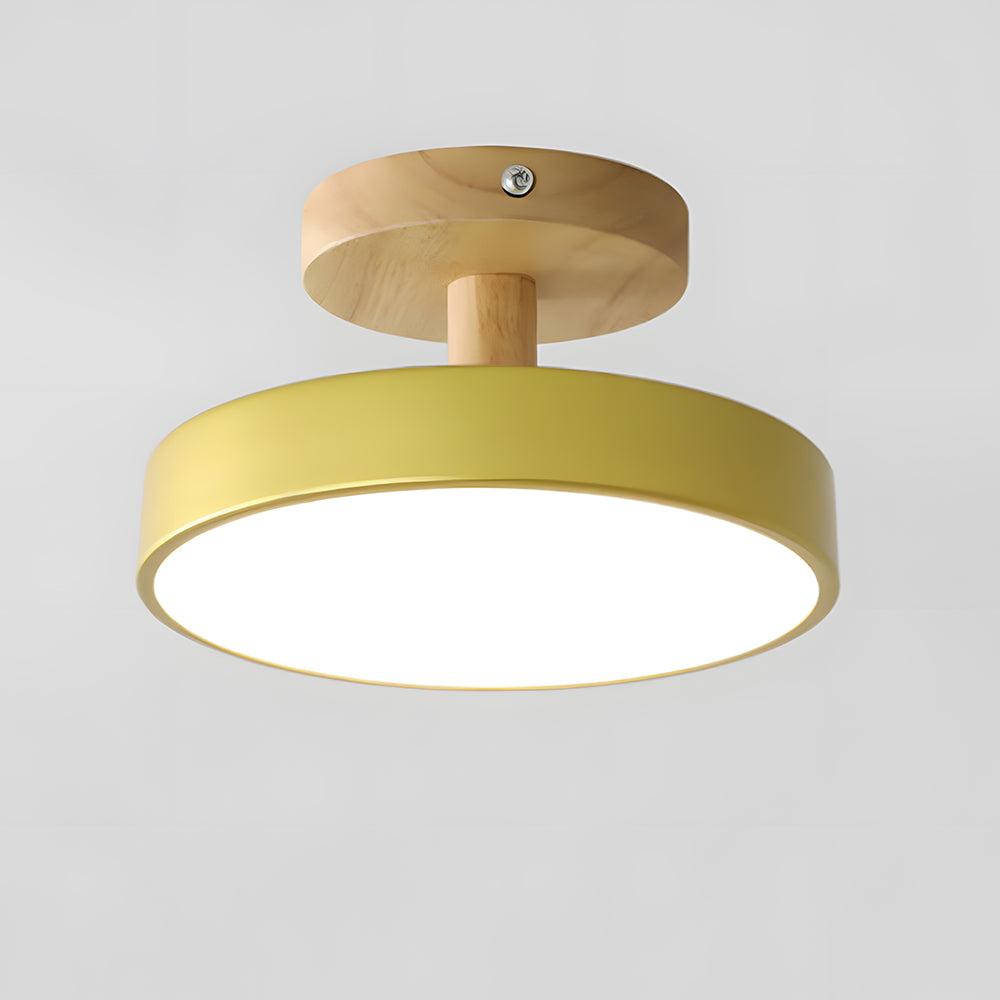 Lampa sufitowa LED kompaktowa z drewnem do sypialni i przedpokoju