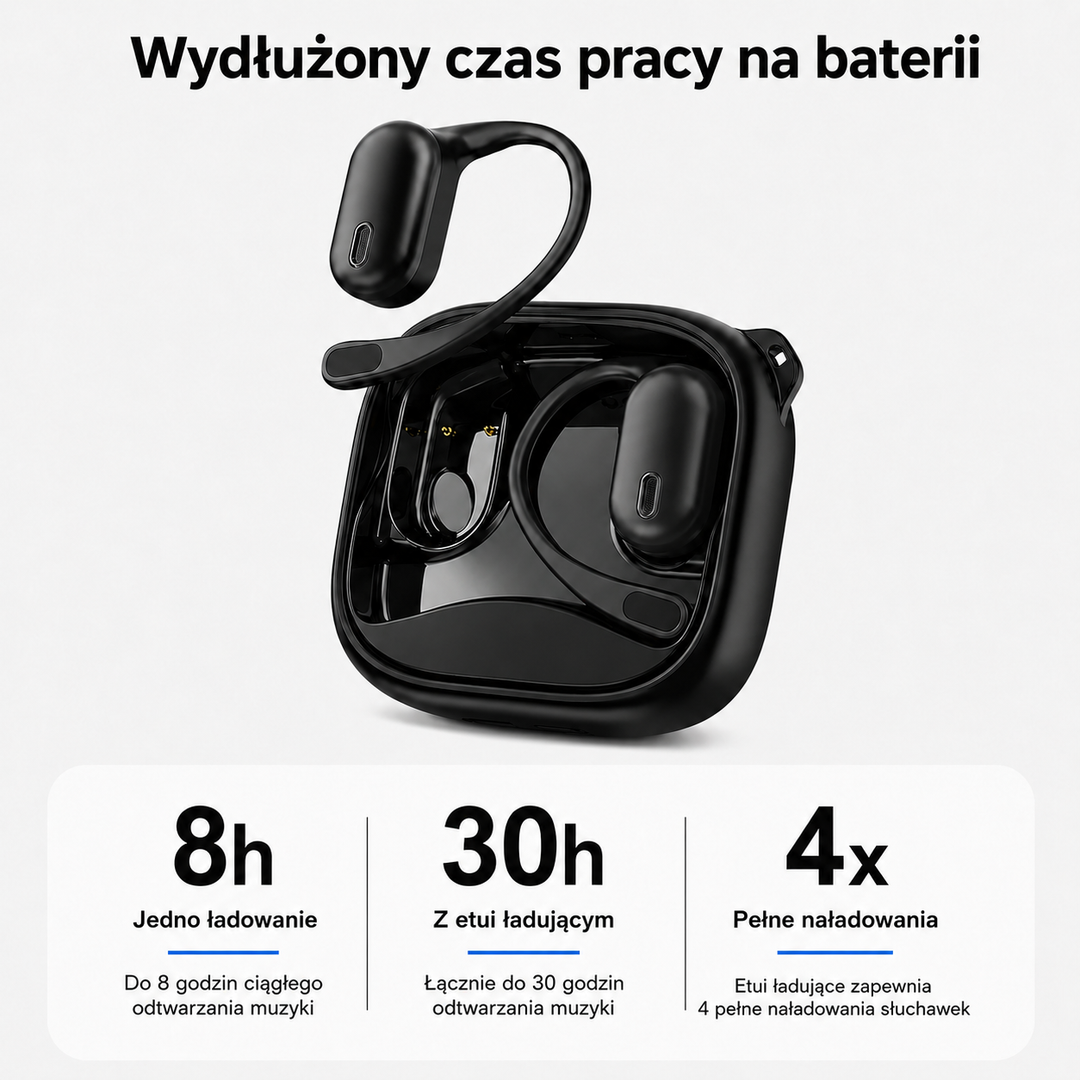 Słuchawki bezprzewodowe z tłumaczem AI i etui z ekranem LCD