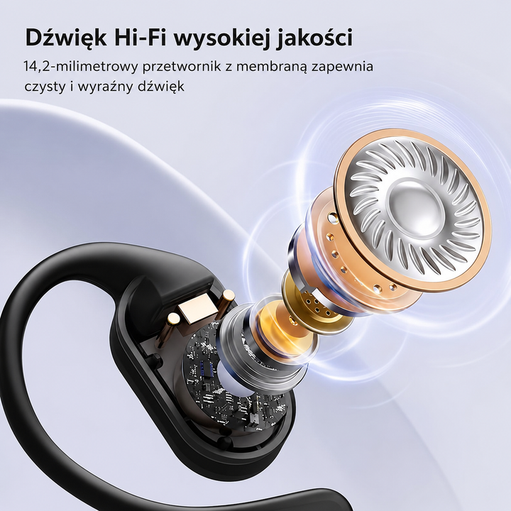 Słuchawki bezprzewodowe z tłumaczem AI i etui z ekranem LCD