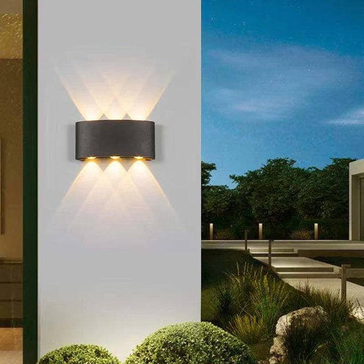 Zewnętrzna lampa ścienna LED z efektem oświetlenia wielopunktowego