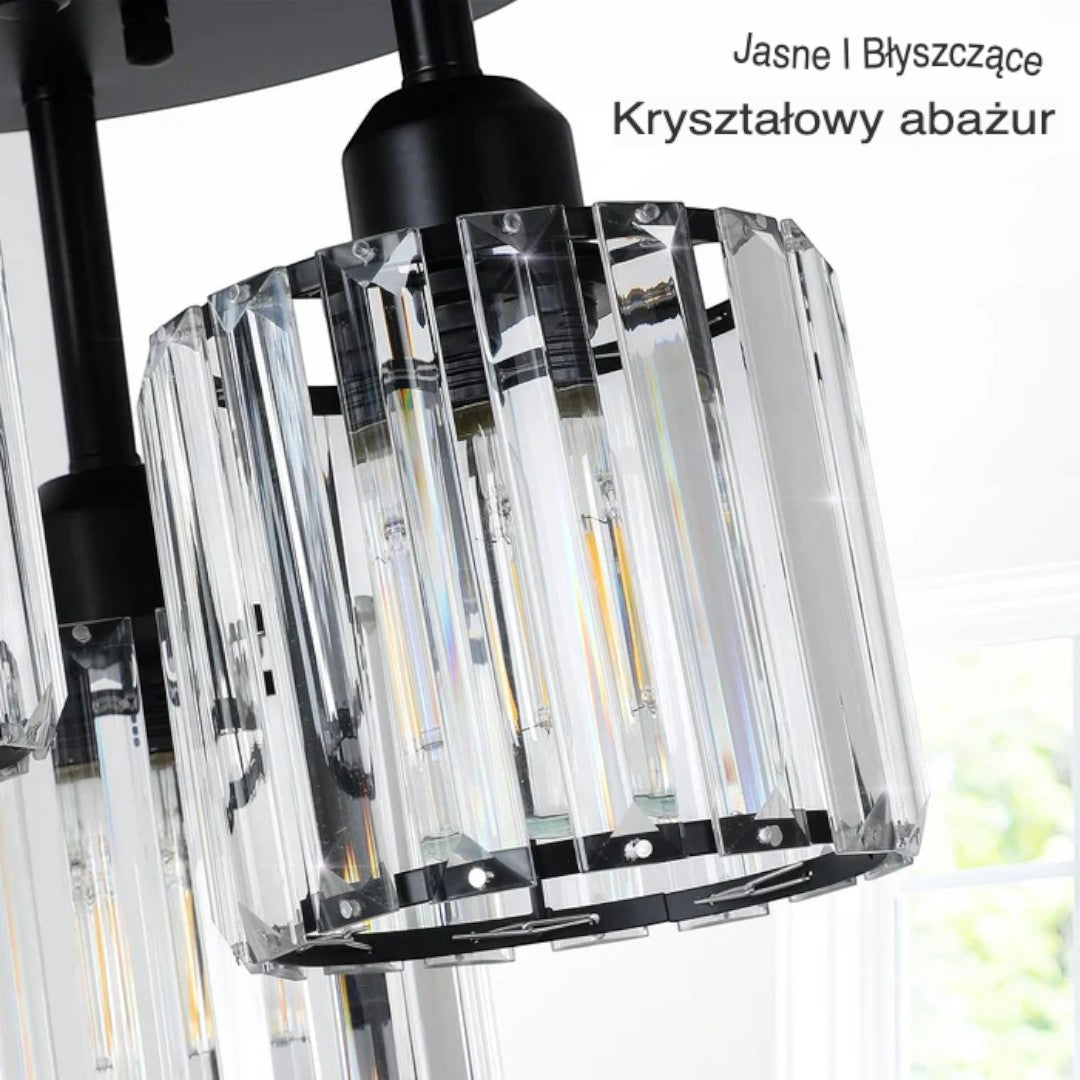 Lampa sufitowa kryształowa trzypunktowa do kuchni i jadalni
