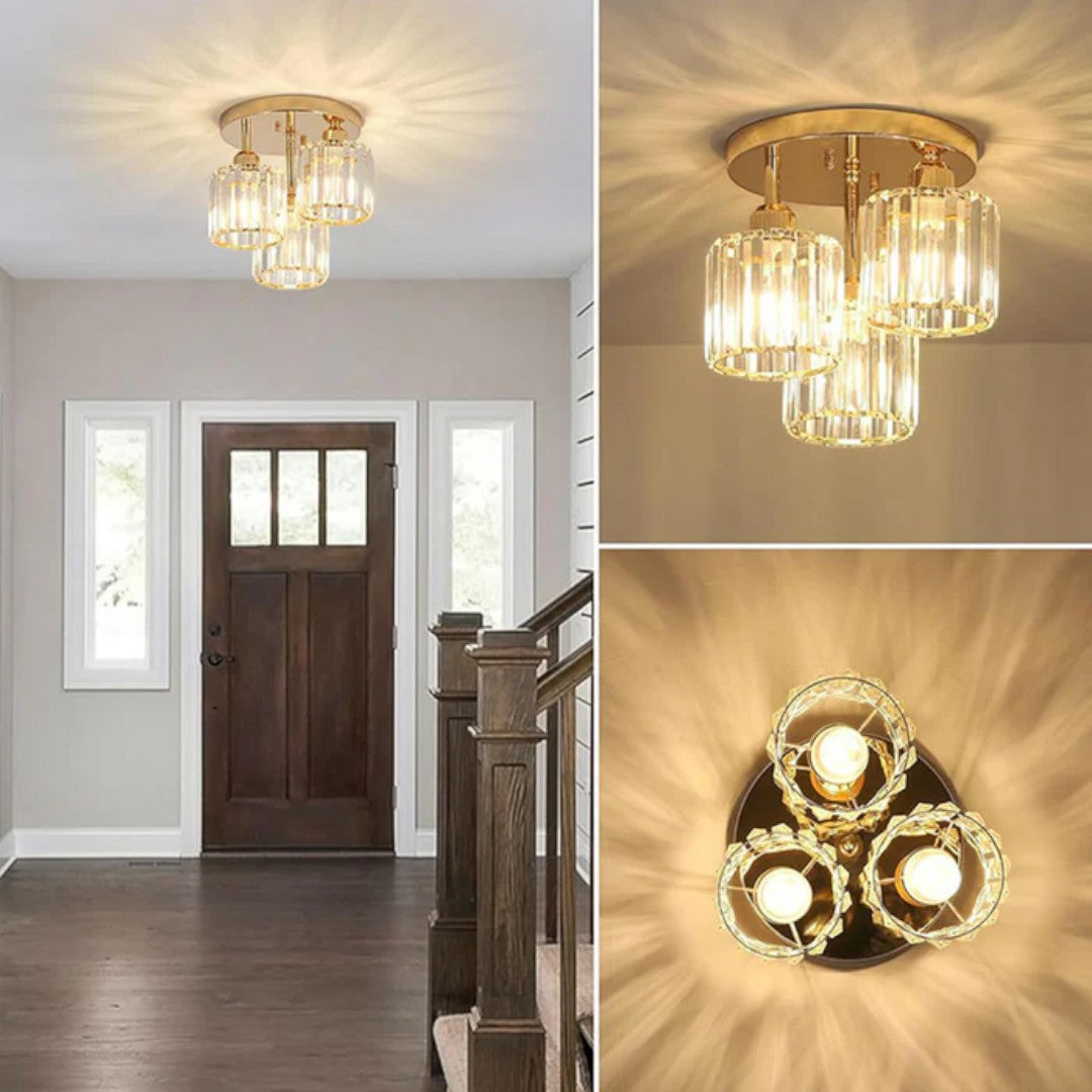 Lampa sufitowa kryształowa trzypunktowa do kuchni i jadalni