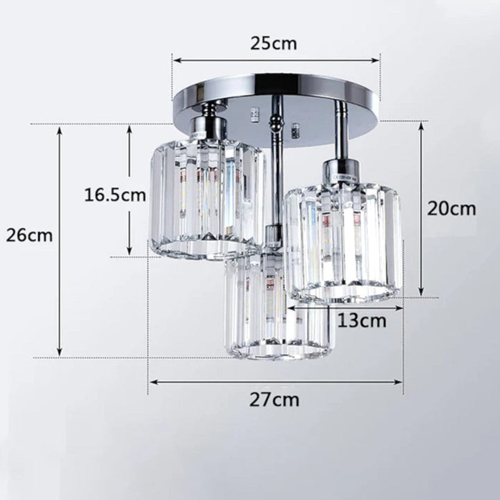Lampa sufitowa kryształowa trzypunktowa do kuchni i jadalni