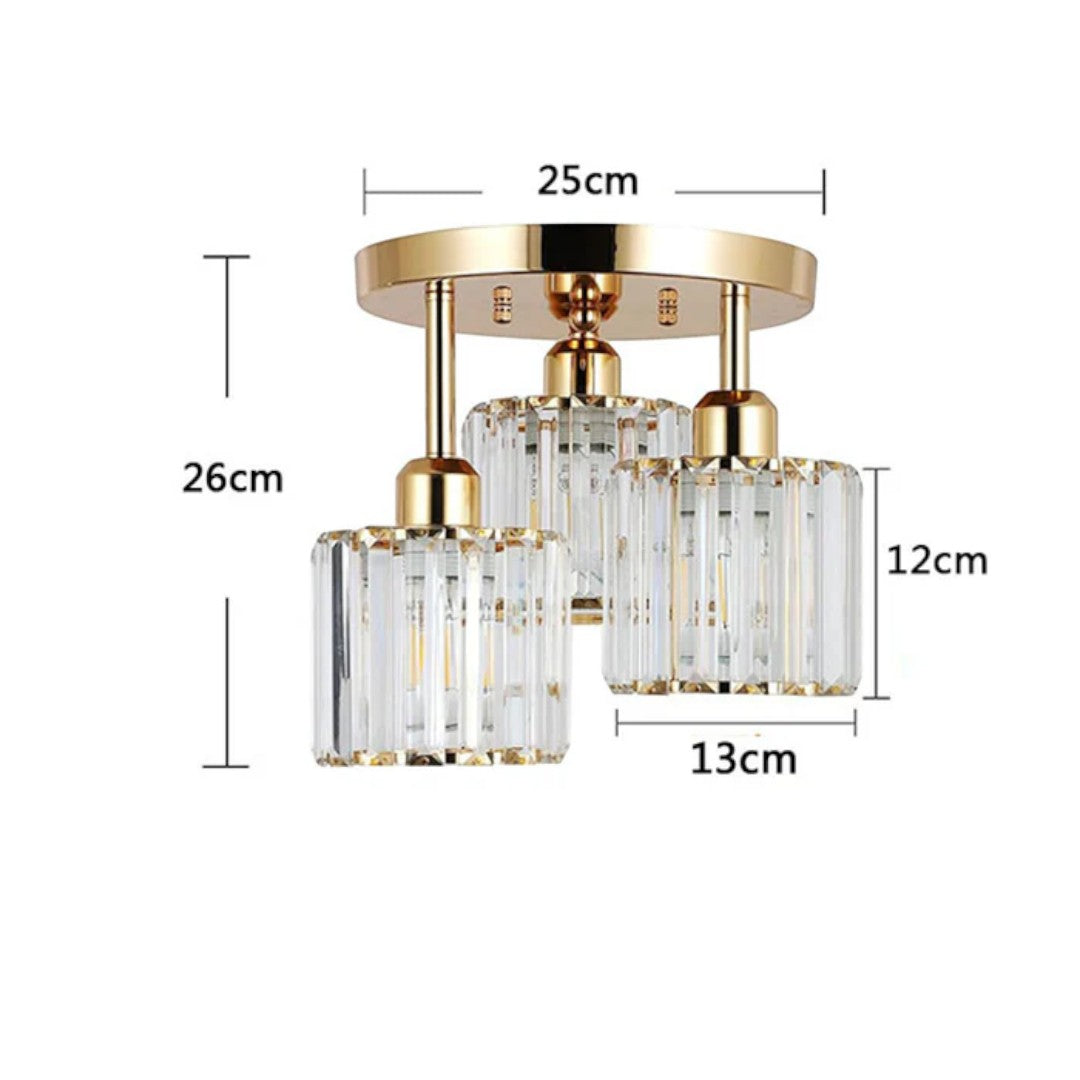 Lampa sufitowa kryształowa trzypunktowa do kuchni i jadalni
