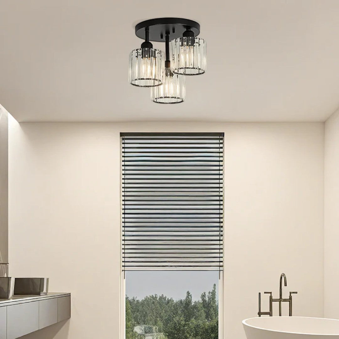 Lampa sufitowa kryształowa trzypunktowa do kuchni i jadalni
