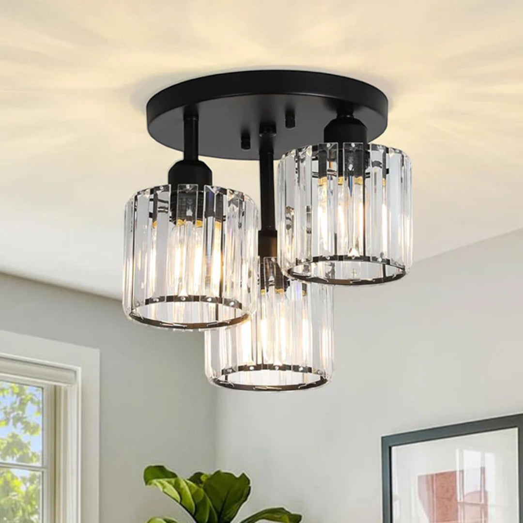 Lampa sufitowa kryształowa trzypunktowa do kuchni i jadalni