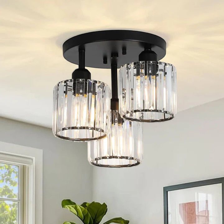 Lampa sufitowa kryształowa trzypunktowa do kuchni i jadalni