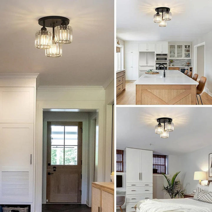 Lampa sufitowa kryształowa trzypunktowa do kuchni i jadalni