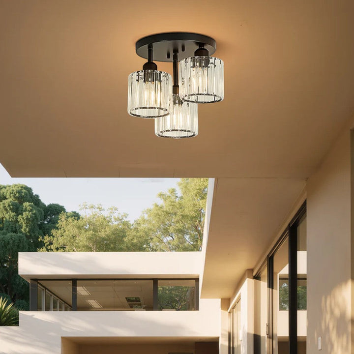 Lampa sufitowa kryształowa trzypunktowa do kuchni i jadalni