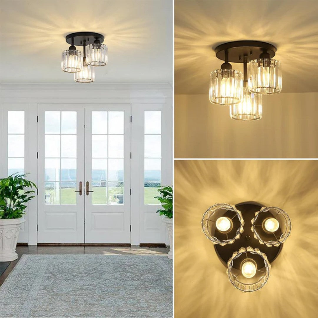 Lampa sufitowa kryształowa trzypunktowa do kuchni i jadalni