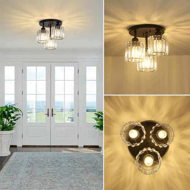 Lampa sufitowa kryształowa trzypunktowa do kuchni i jadalni