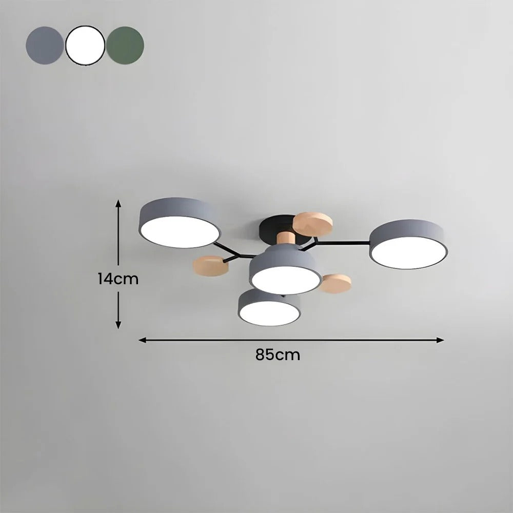 Lampa sufitowa LED rozgałęziona z drewnem do salonu i jadalni