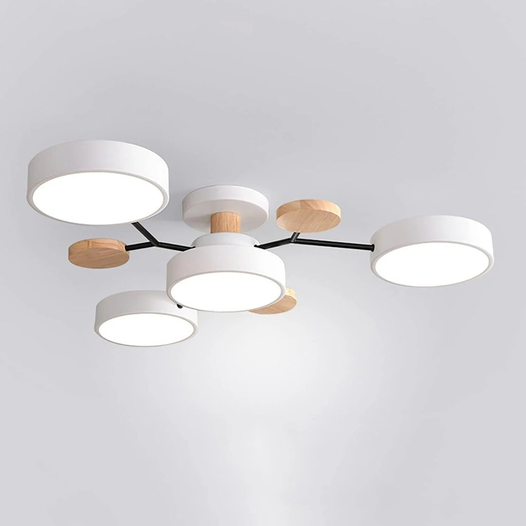 Lampa sufitowa LED rozgałęziona z drewnem do salonu i jadalni