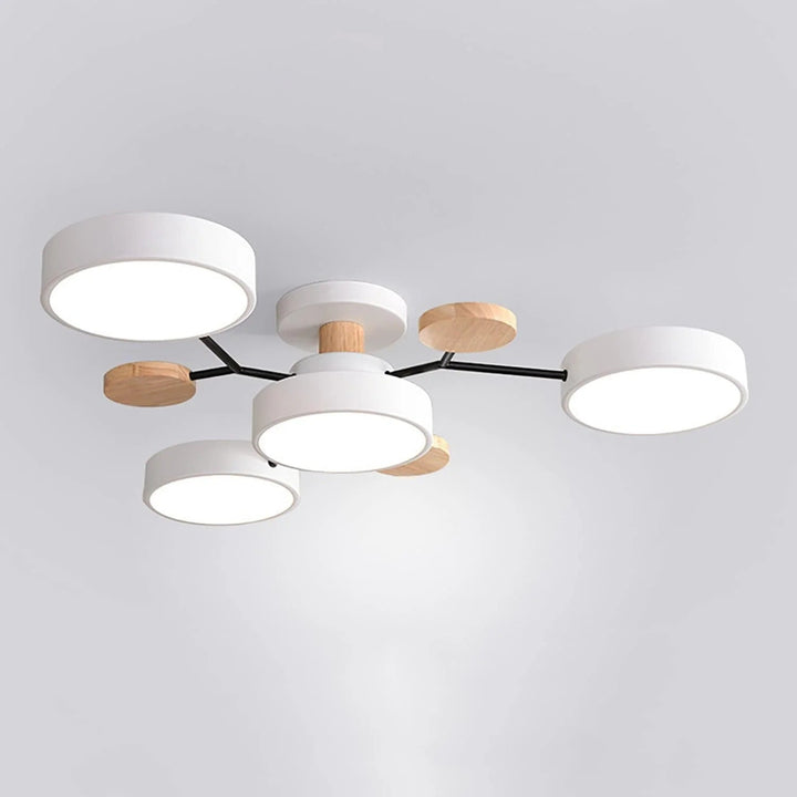 Lampa sufitowa LED rozgałęziona z drewnem do salonu i jadalni