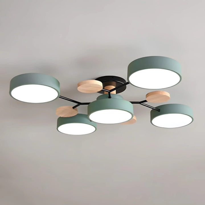 Lampa sufitowa LED rozgałęziona z drewnem do salonu i jadalni