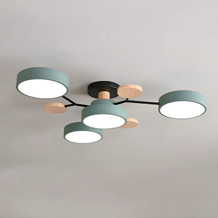 Lampa sufitowa LED rozgałęziona z drewnem do salonu i jadalni