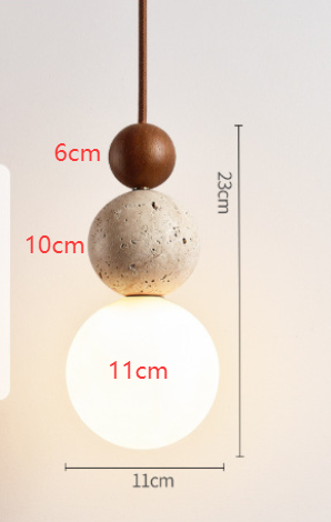 Lampa wisząca kulista z trawertynem do sypialni i przedpokoju