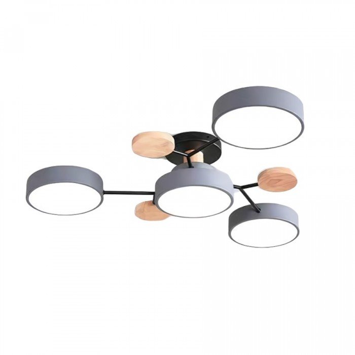 Lampa sufitowa LED do salonu i sypialni – gałęziowa, drewno i metal, styl skandynawski