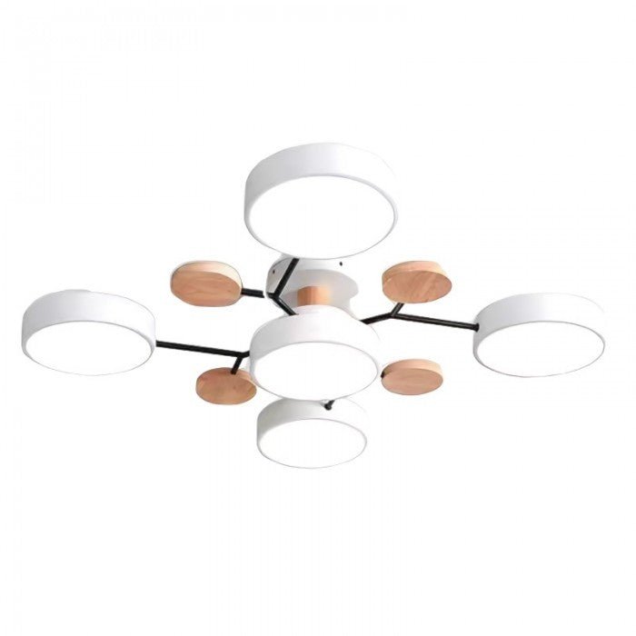 Lampa sufitowa LED do salonu i sypialni – gałęziowa, drewno i metal, styl skandynawski