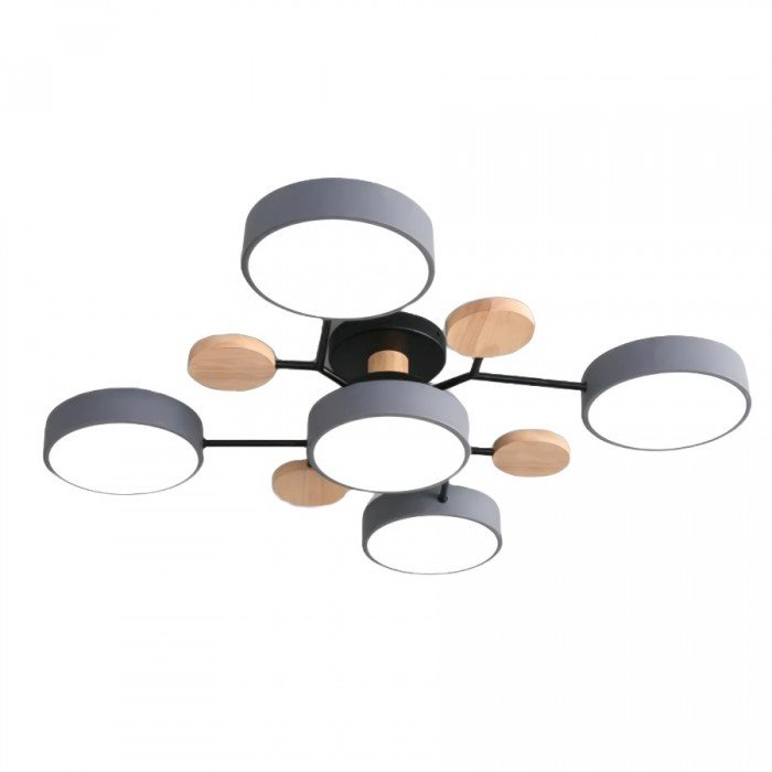 Lampa sufitowa LED do salonu i sypialni – gałęziowa, drewno i metal, styl skandynawski