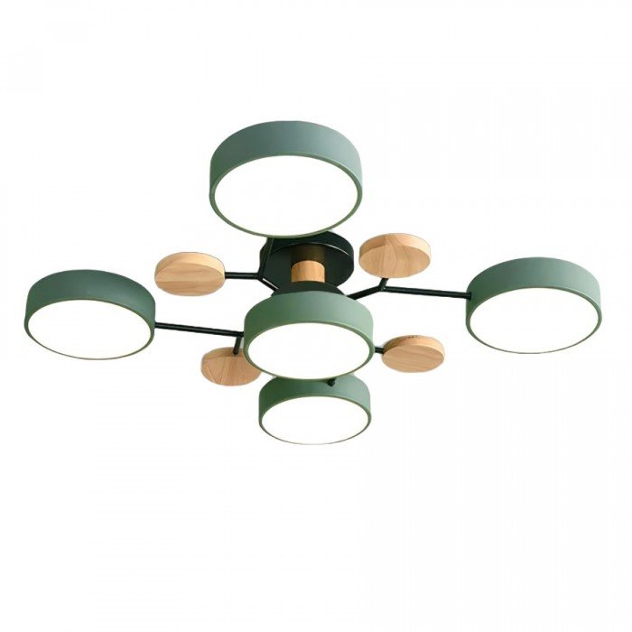 Lampa sufitowa LED wielopunktowa drewno i metal do salonu i sypialni