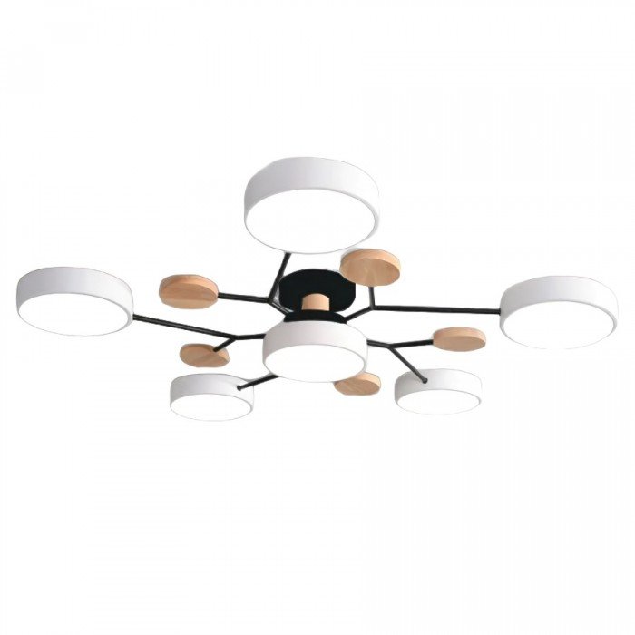 Lampa sufitowa LED do salonu i sypialni – gałęziowa, drewno i metal, styl skandynawski