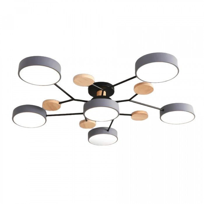 Lampa sufitowa LED do salonu i sypialni – gałęziowa, drewno i metal, styl skandynawski