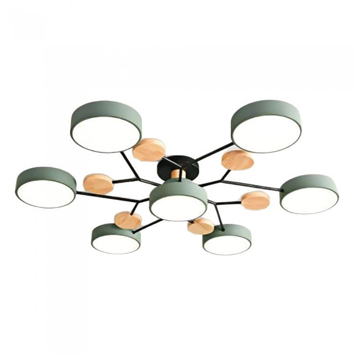 Lampa sufitowa LED wielopunktowa drewno i metal do salonu i sypialni