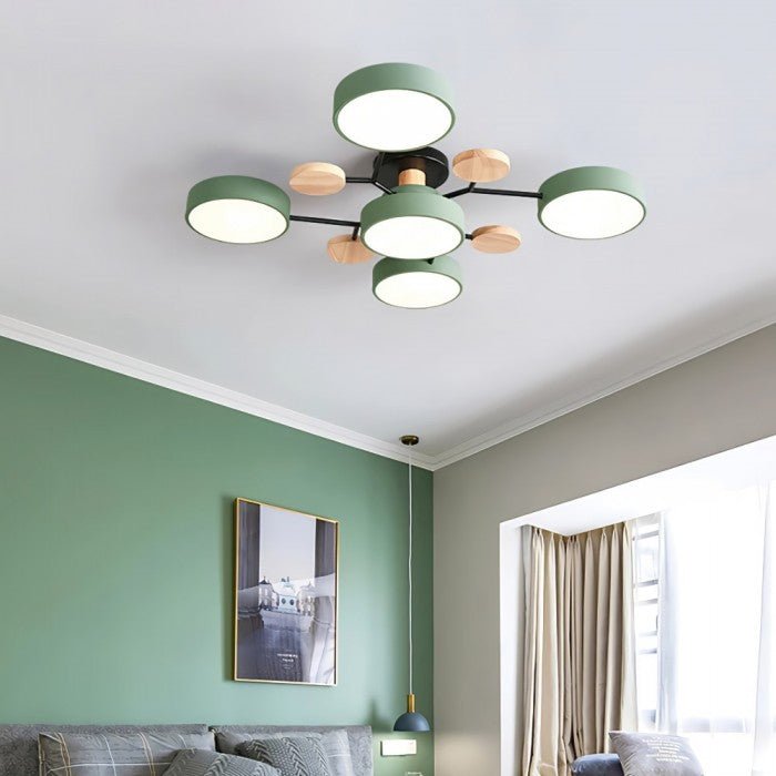 Lampa sufitowa LED do salonu i sypialni – gałęziowa, drewno i metal, styl skandynawski