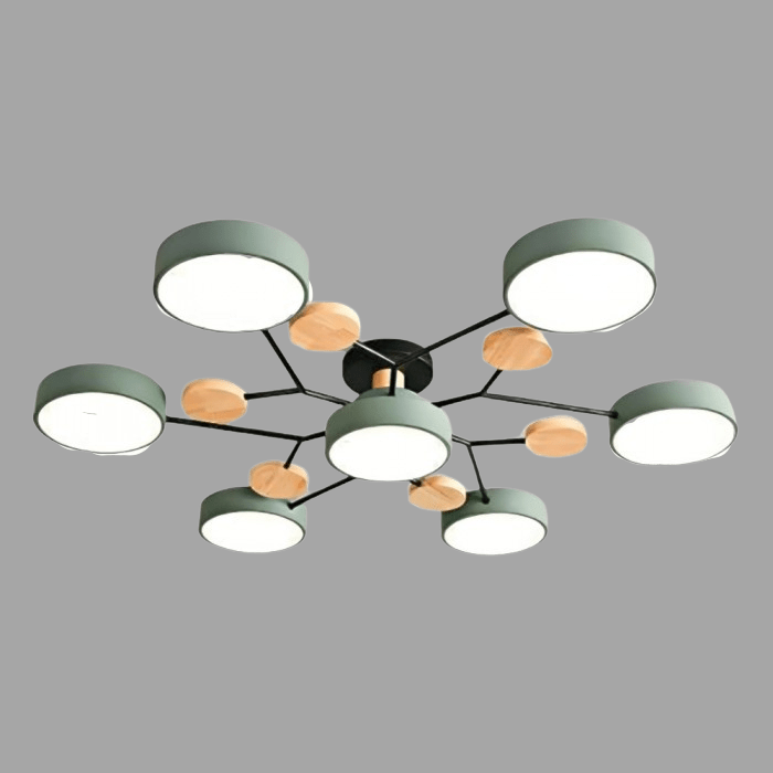 Lampa sufitowa LED wielopunktowa drewno i metal do salonu i sypialni